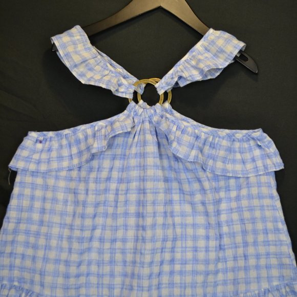 TANK TOP Y2K Plaid 100%cotton Vintage ruffle - Picture 4 of 10